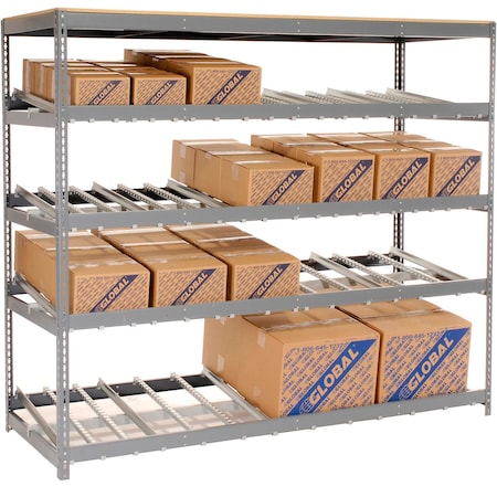 Global Industrial Carton Flow Shelving Single Depth 4 LEVEL 96inW x 36inD x 84inH 184055